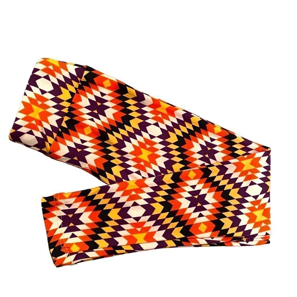 0663 LulaRoe Kids Leggings S/M Aztec Print Orange and Yellow New